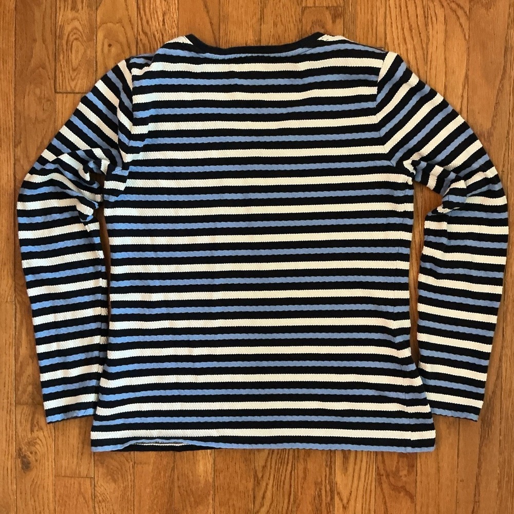 Talbots 100% Cotton V-Neck Textured Stripe Long Sleeve T-Shirt Size Small - Picture 6 of 6